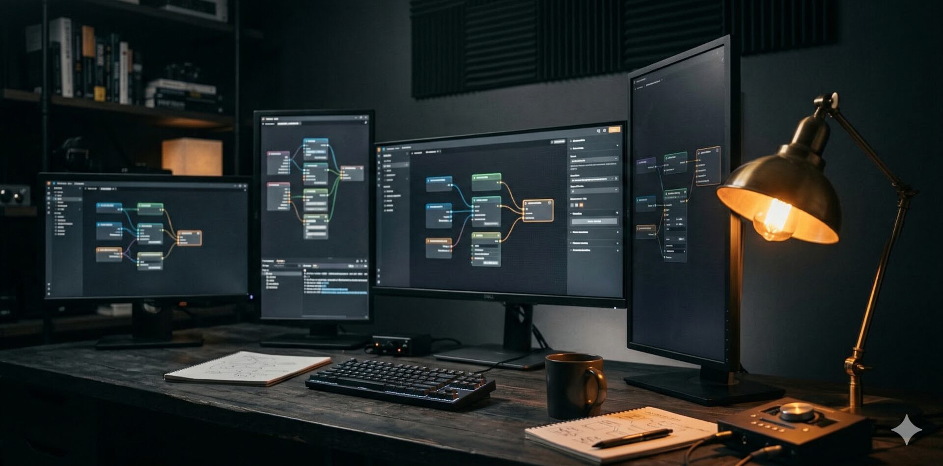 Workflow automation interface with connected nodes